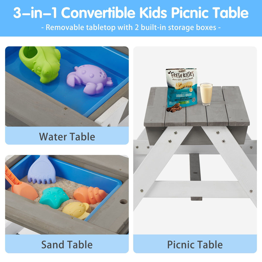 Cedar Kids’ Picnic & Sand-and-Water Table with Umbrella