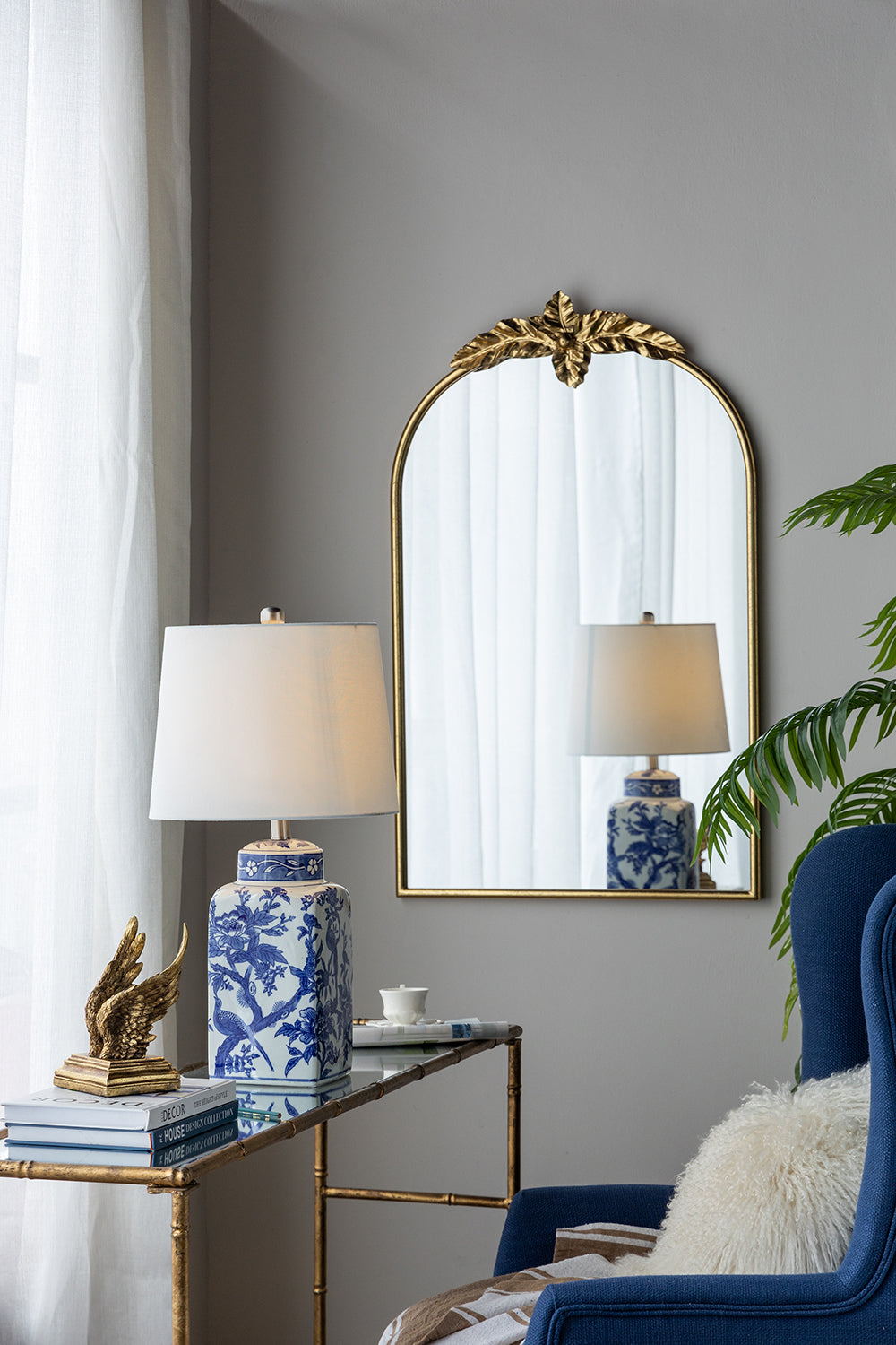 Blue & White Botanical Ceramic Table Lamp