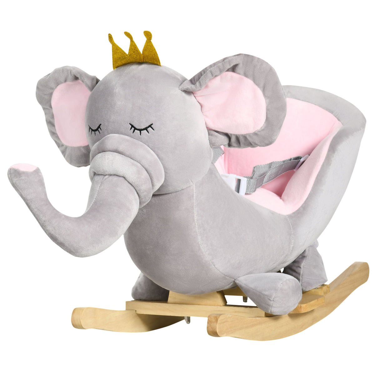 Qaba Plush Elephant Rocker with Sound | Gray