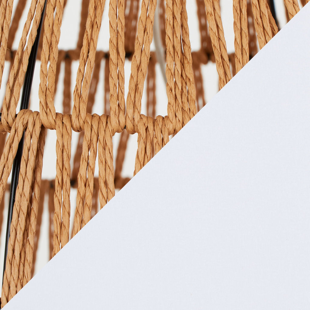 Natural Rattan Table Lamp | White Linen Shade