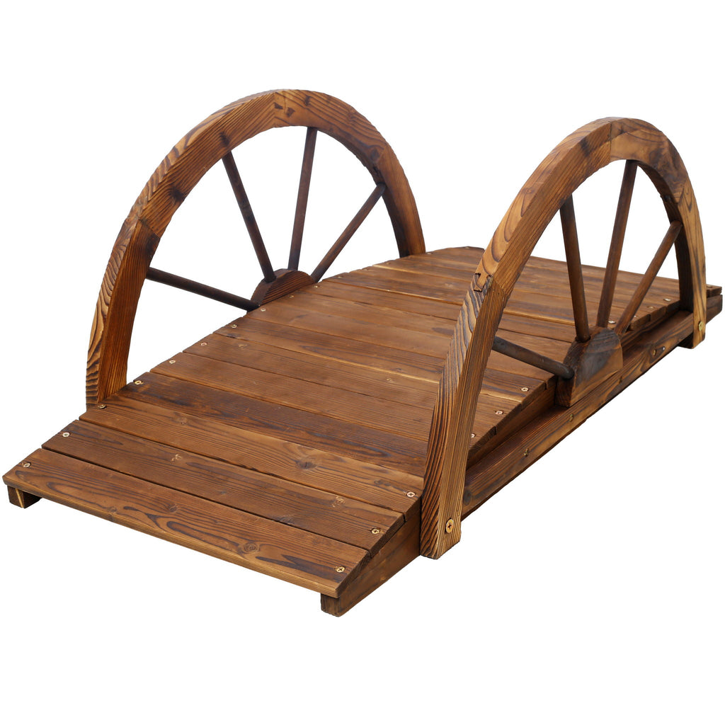 Arched Fir Wood Garden Bridge | Brown