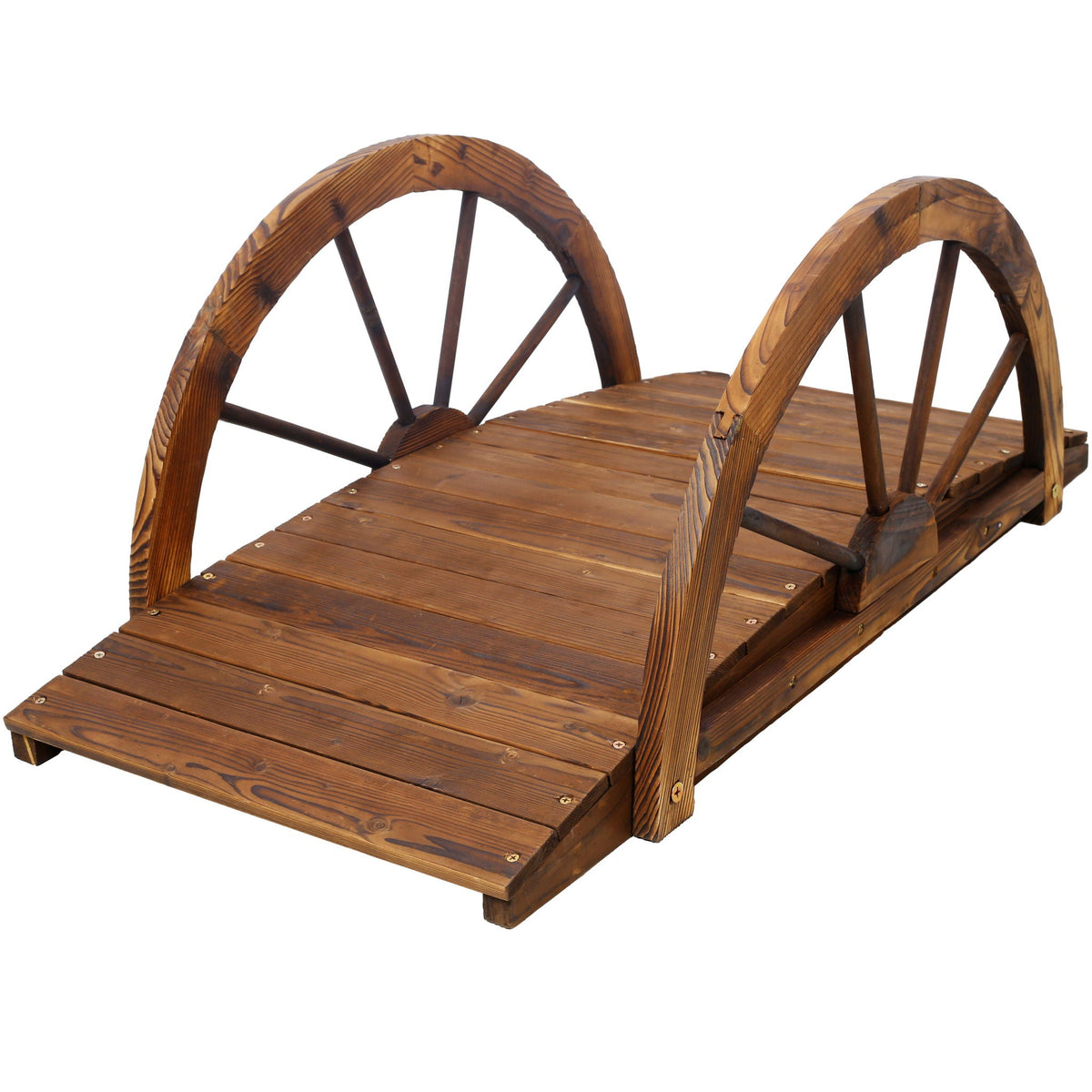 Arched Fir Wood Garden Bridge | Brown