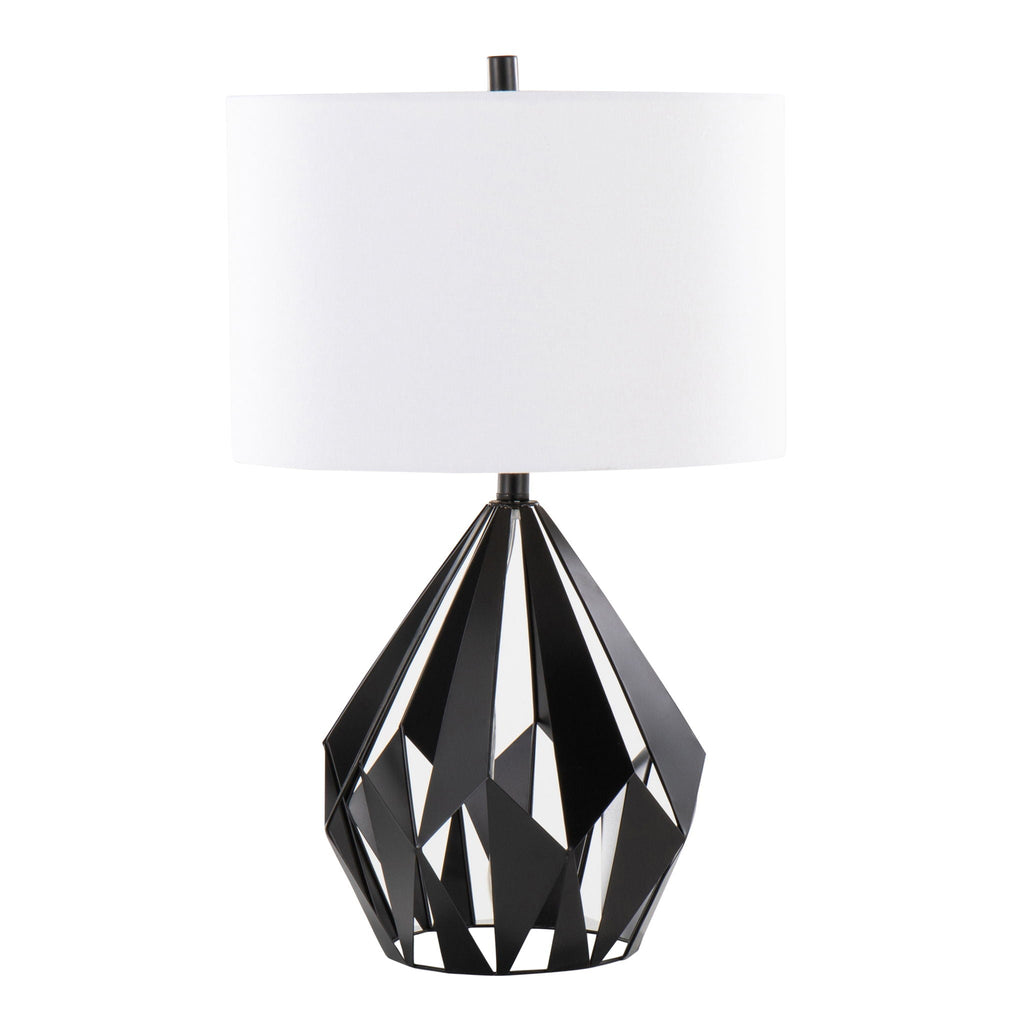 Geometric Table Lamps | Matte Black & Linen | Set of 2