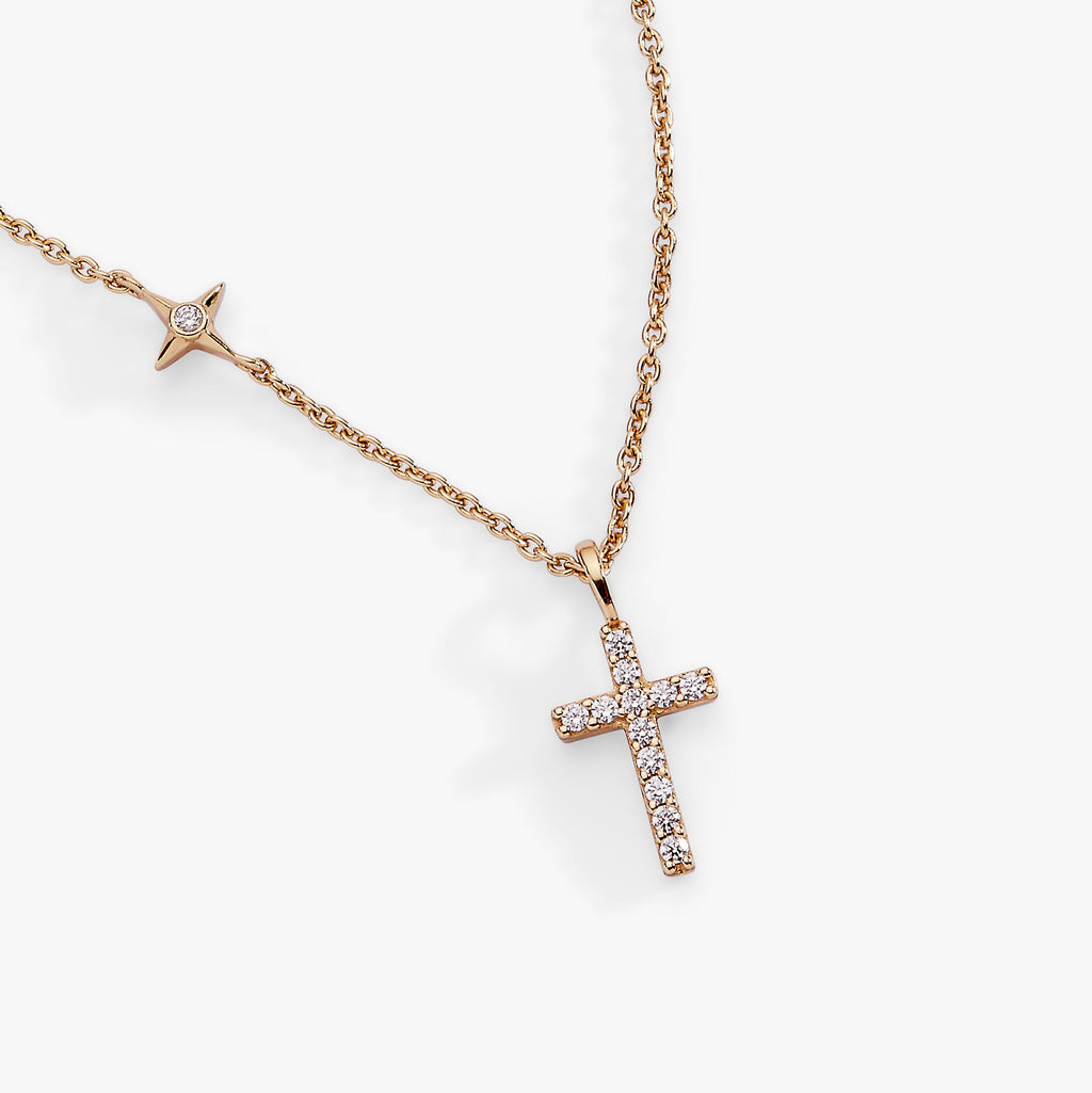 Cross Delicate Pave Crystal Pendant Necklace