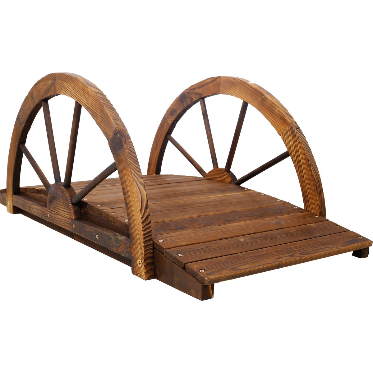 Arched Fir Wood Garden Bridge | Brown