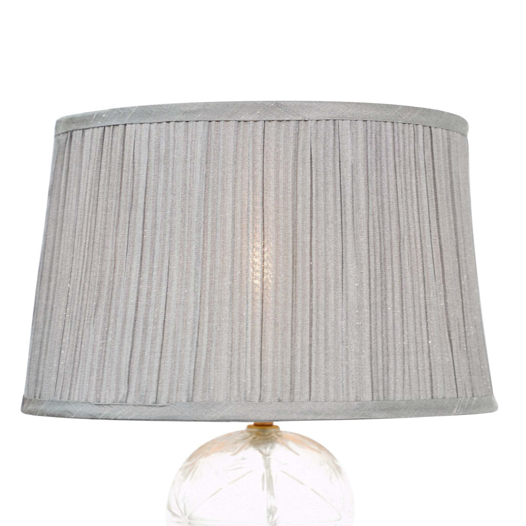 Luxora Textured Glass Table Lamp | Pleated Gray Shade