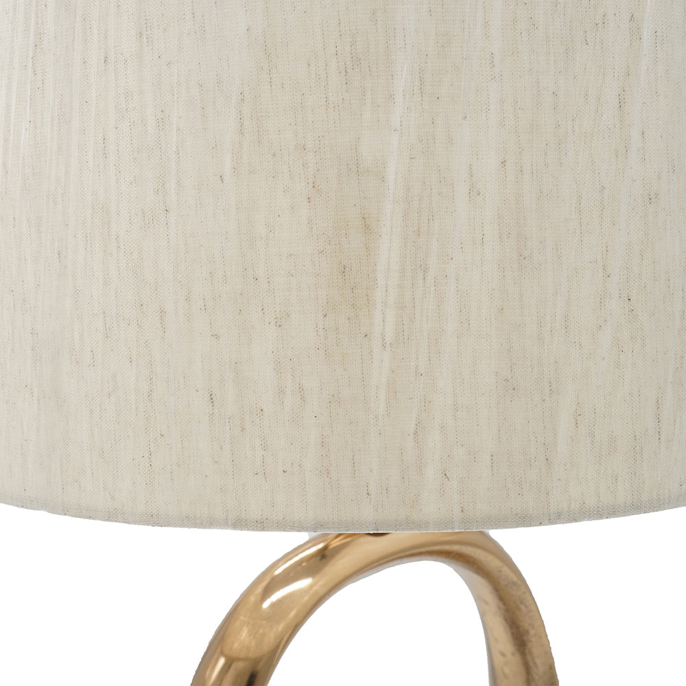 Sculptural Oval Table Lamp | Gold & Cream Linen