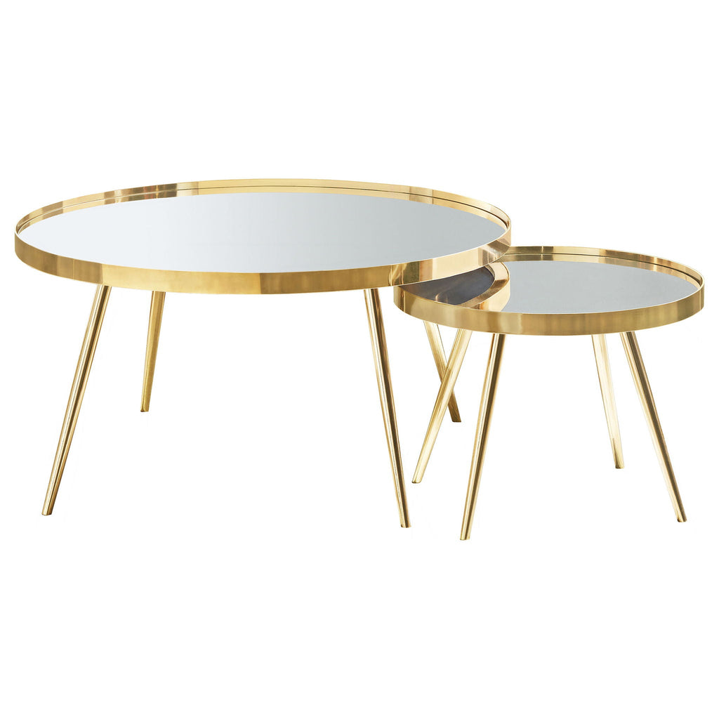 Kaelyn Mirrored Nesting Coffee Tables | Gold, Set of 2