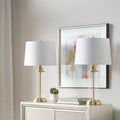 Clarity Glass Cylinder Table Lamp Set of 2 with Gold Accents - Glass/Gold