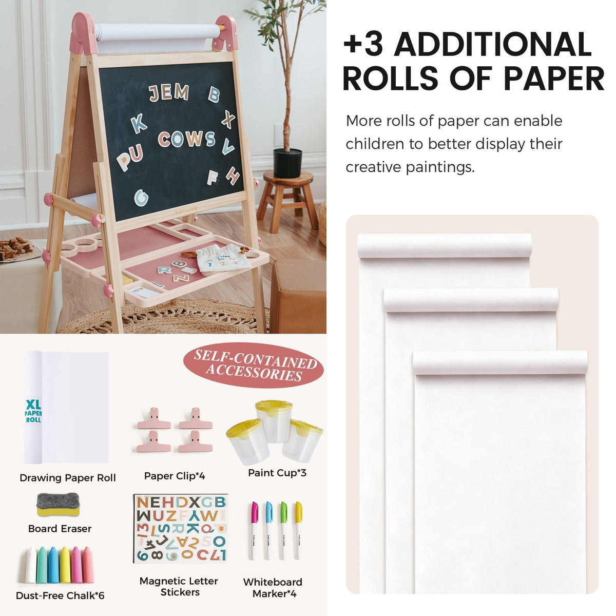 Tiny Land® Magnitales Art Easel & Paper Roll Bundle
