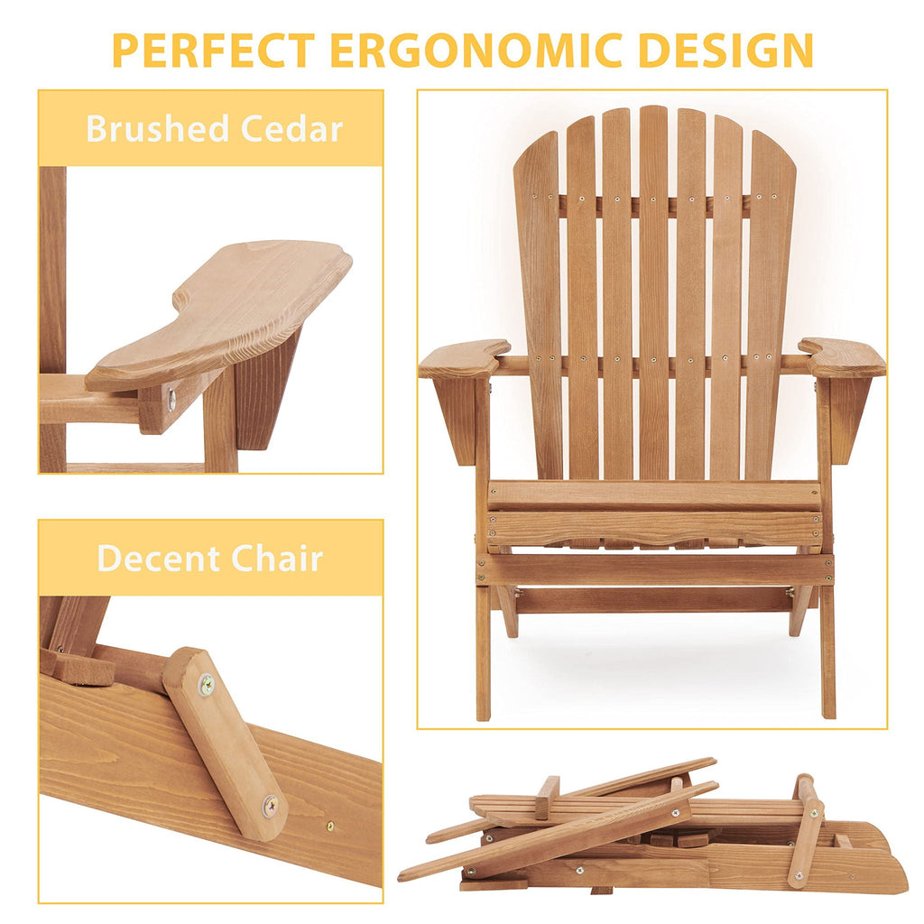 Folding Wood Adirondack Chairs | Set of 2