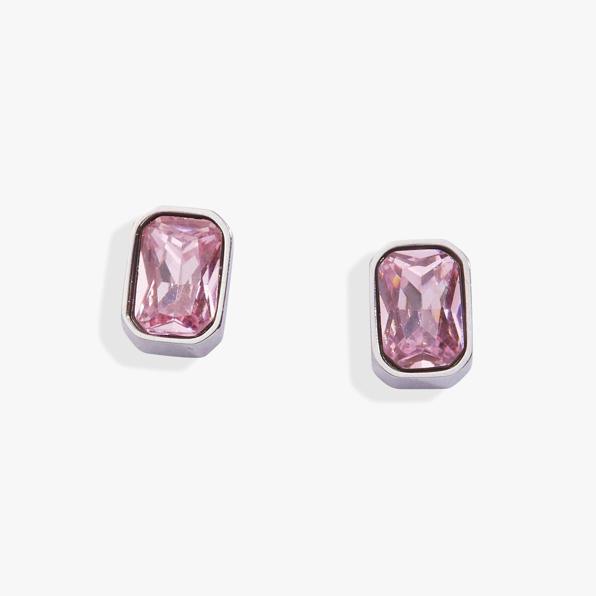 October Emerald-Cut Birthstone Stud Earrings