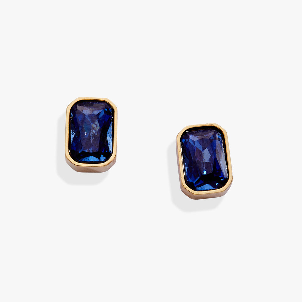 September Emerald-Cut Birthstone Stud Earrings