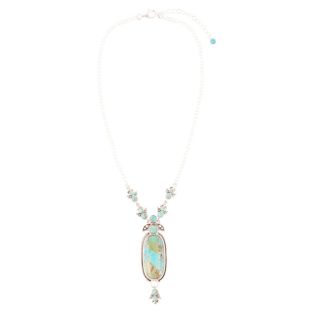 Emile Sterling Silver and Blue Turquoise Pendant Necklace