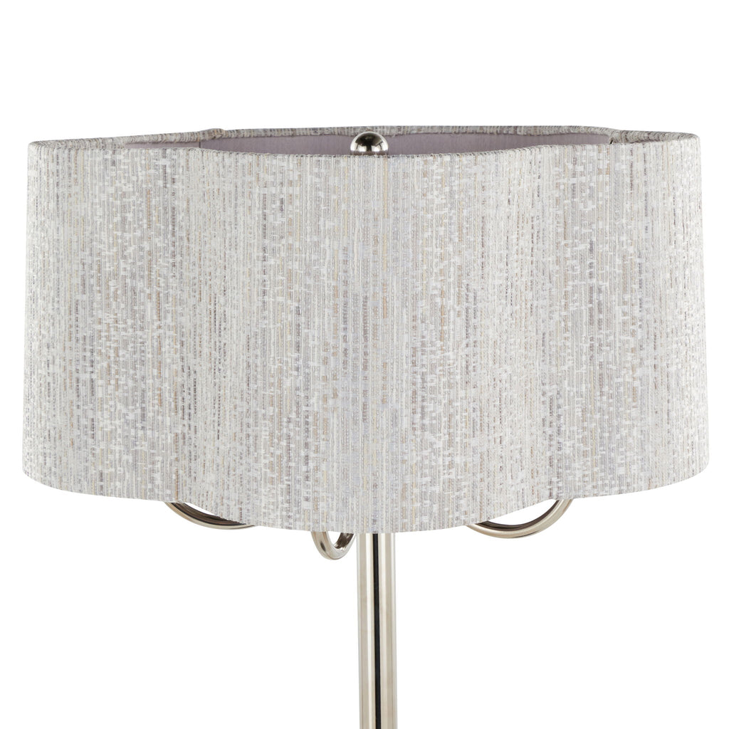 Lily Contemporary Table Lamp with Gray Linen Shade - Polished Nickel