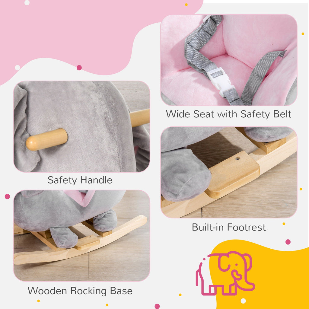 Qaba Plush Elephant Rocker with Sound | Gray