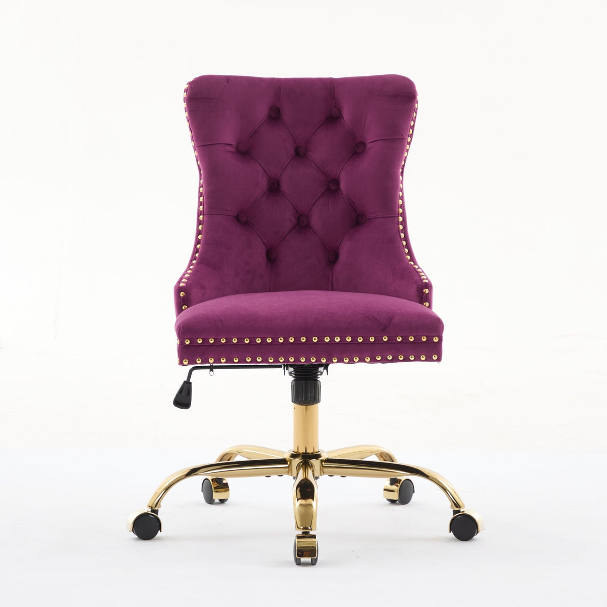 Office Chair Modern Velvet Upholstered Tufted Button (Purple)
