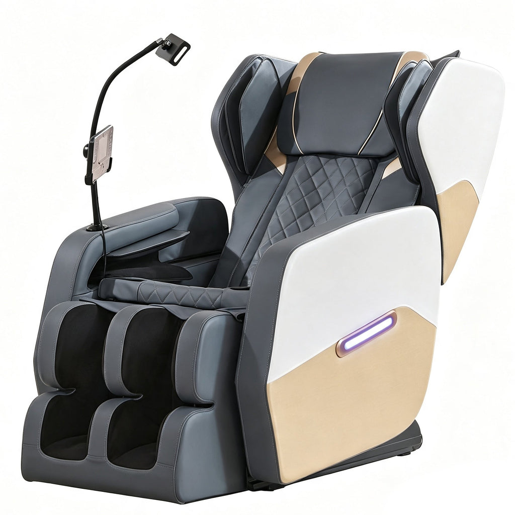 Gold+White Massage Chair Recliner with Zero Gravity and Full Body Air Pressure