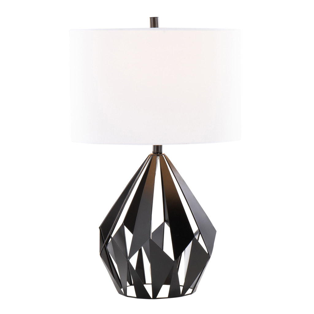 Geometric Table Lamps | Matte Black & Linen | Set of 2