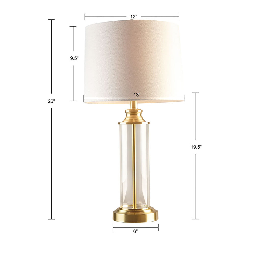 Clarity Glass Cylinder Table Lamp Set of 2 with Gold Accents - Glass/Gold