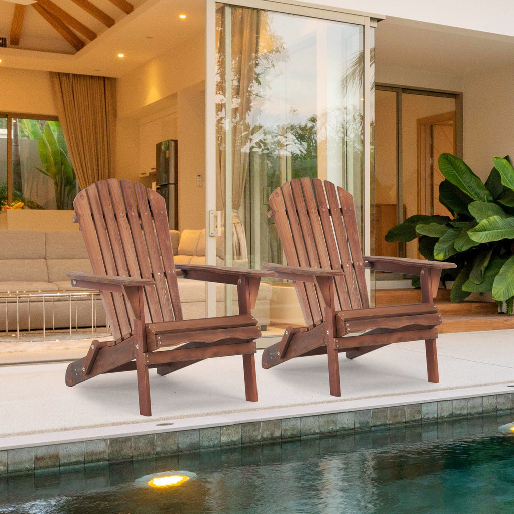 Folding Wood Adirondack Chairs | Set of 2