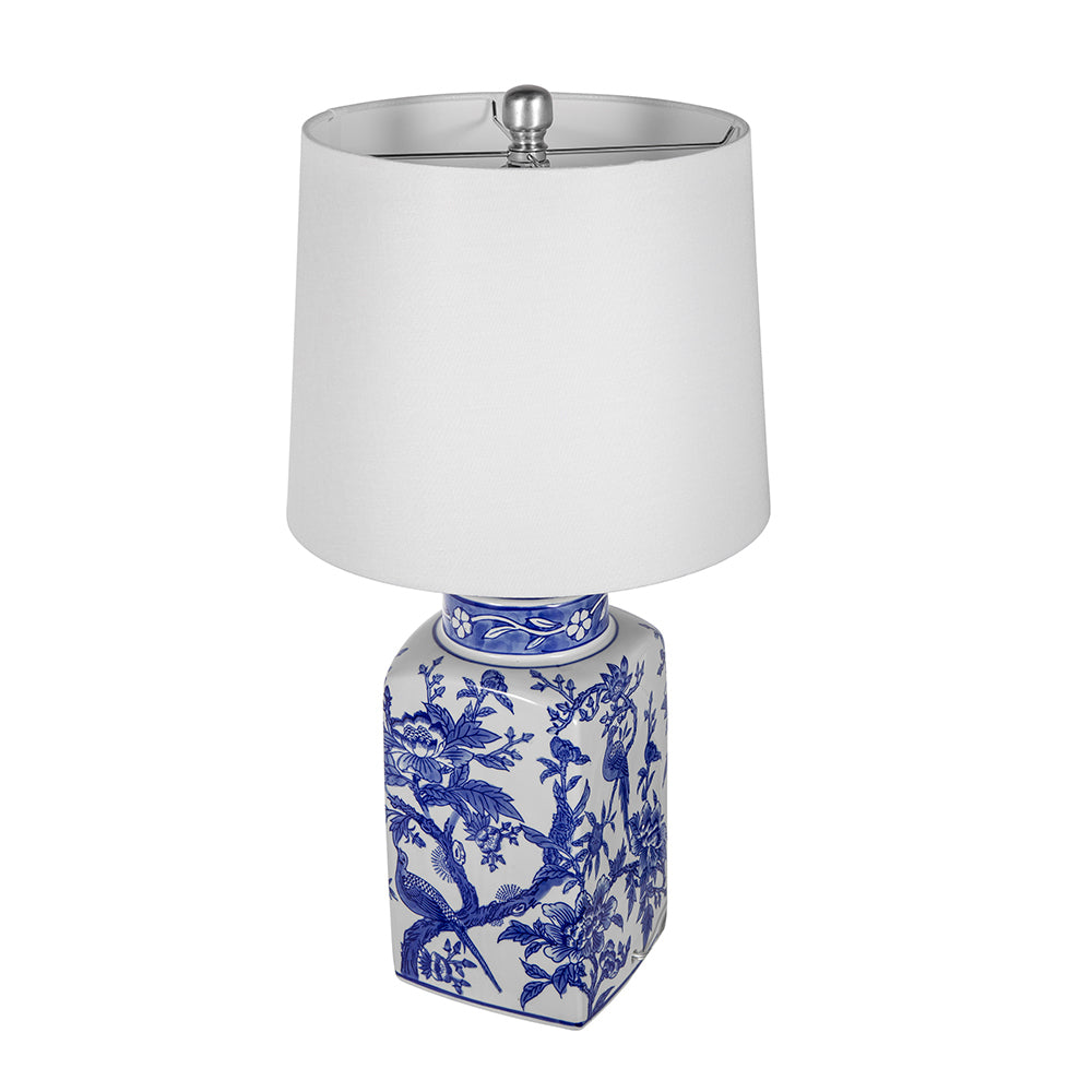Blue & White Botanical Ceramic Table Lamp