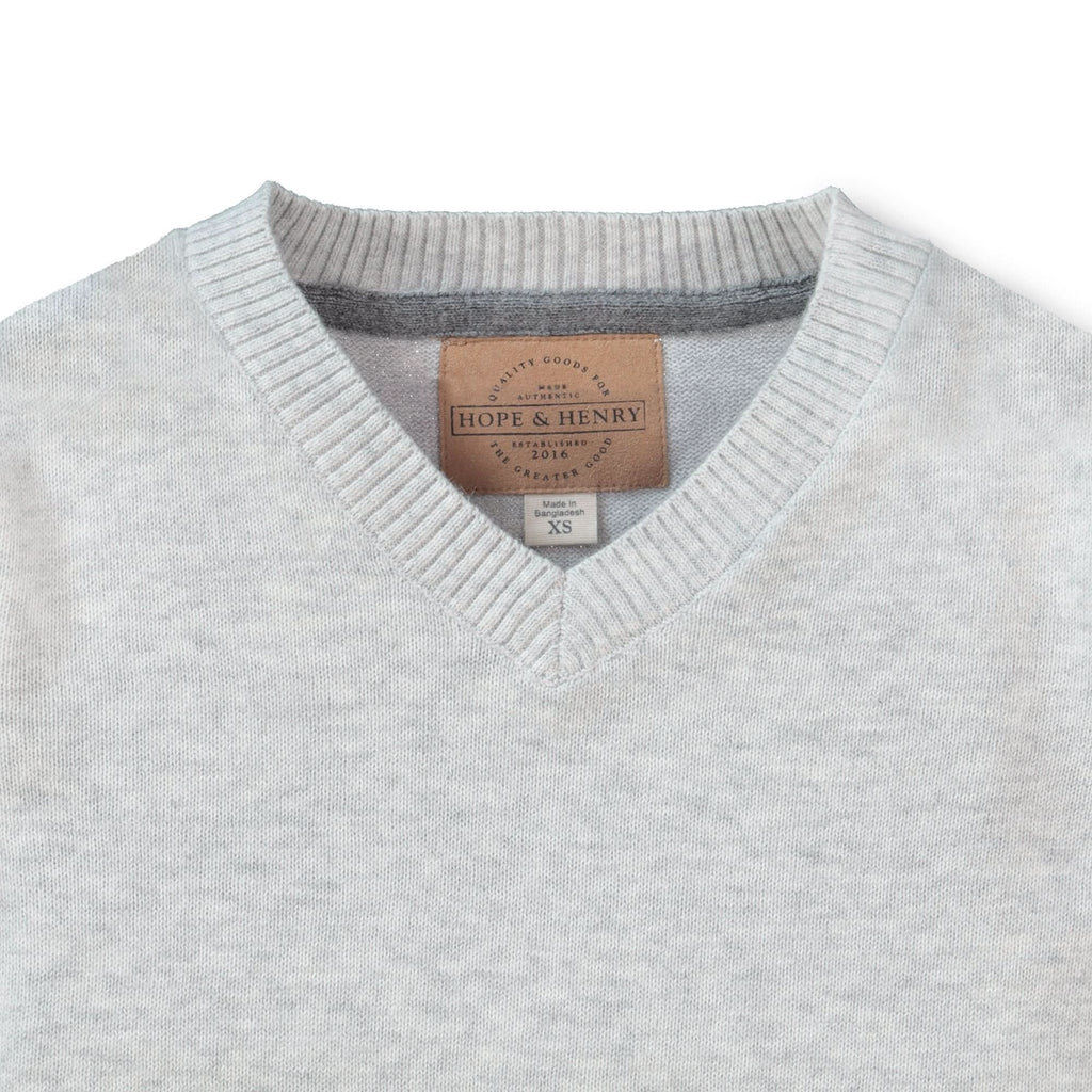 Baby Organic Cotton V-Neck Sweater – Light Gray