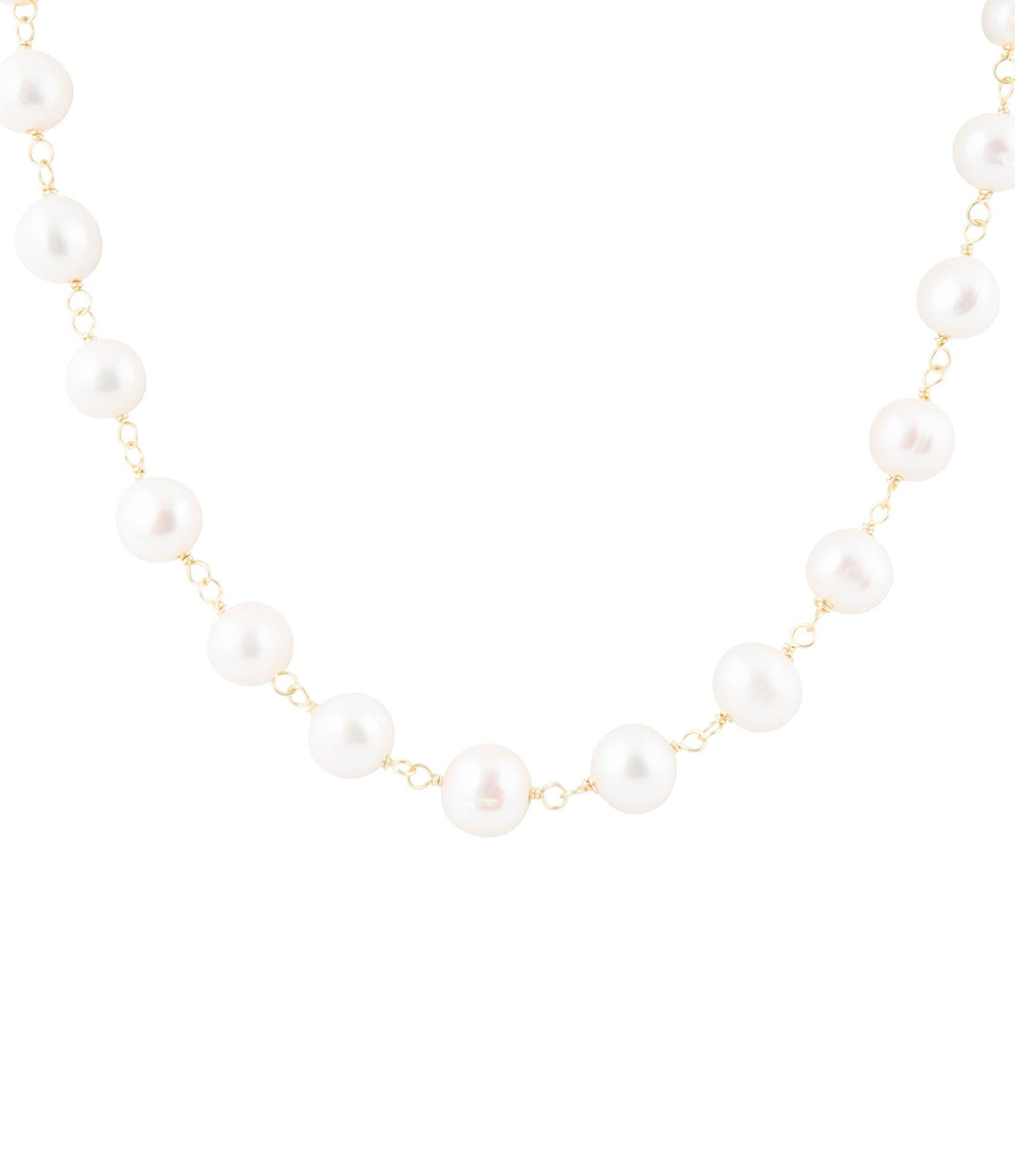 Golden Chain and White Pearl Necklaces