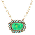 Legacy Lime Green and Blue Turquoise Golden Pendant Necklace