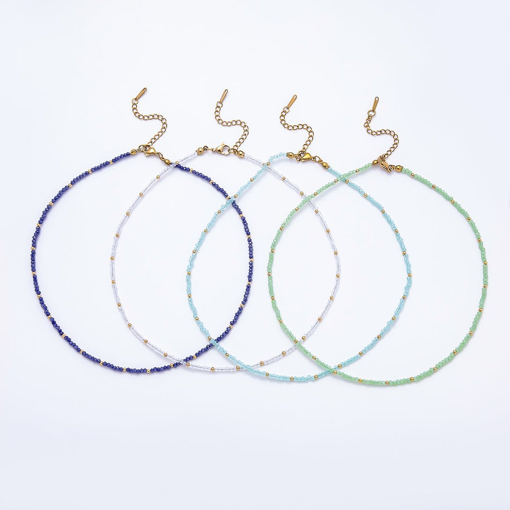Faceted Crystal Necklace | Blue, Clear & Green Tones