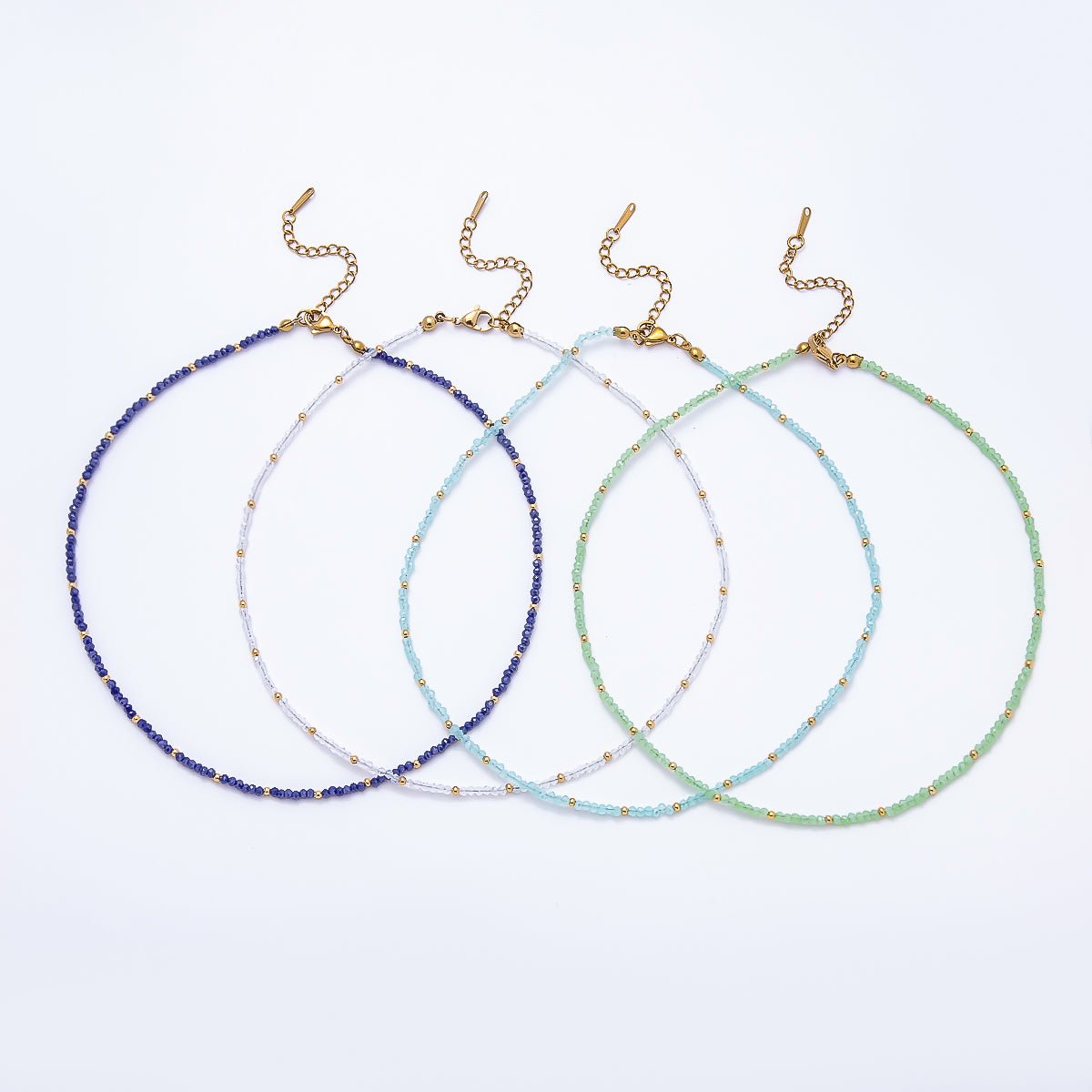 Faceted Crystal Necklace | Blue, Clear & Green Tones