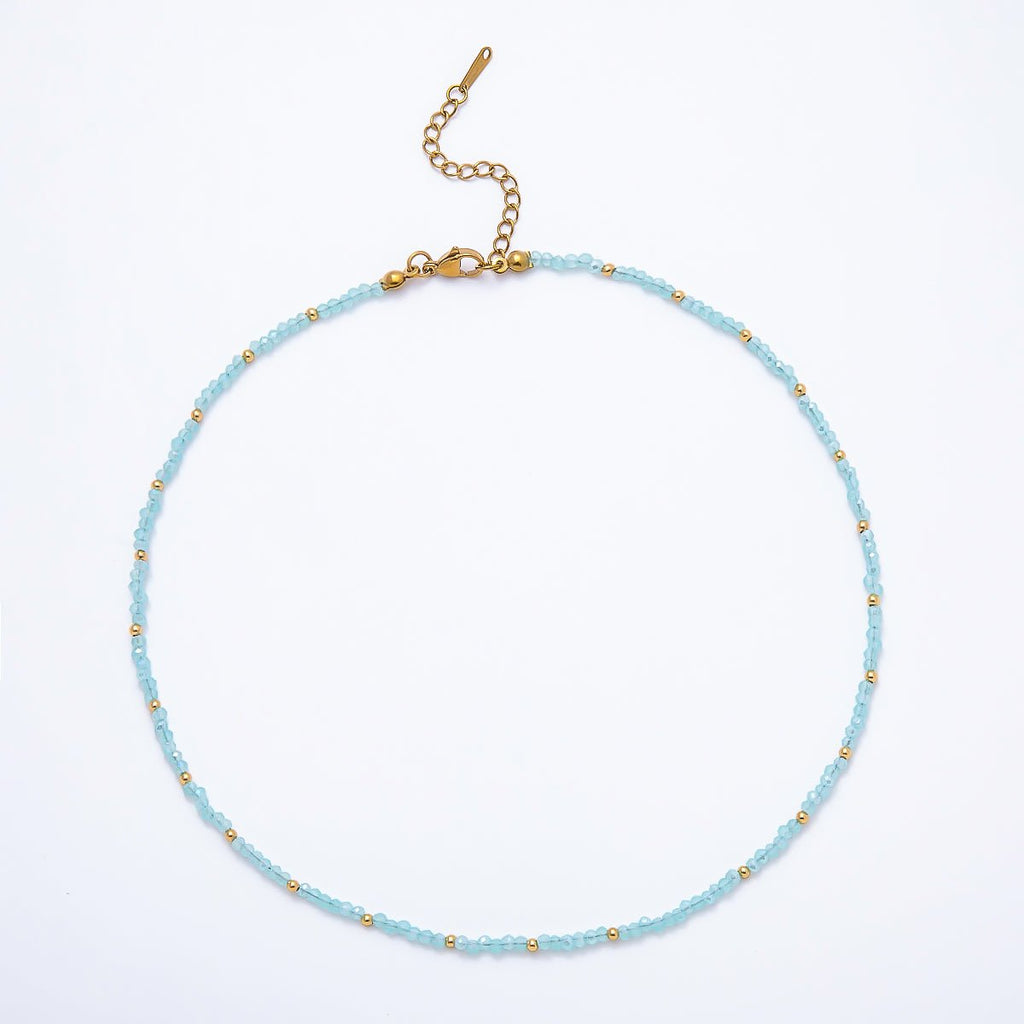 Faceted Crystal Necklace | Blue, Clear & Green Tones