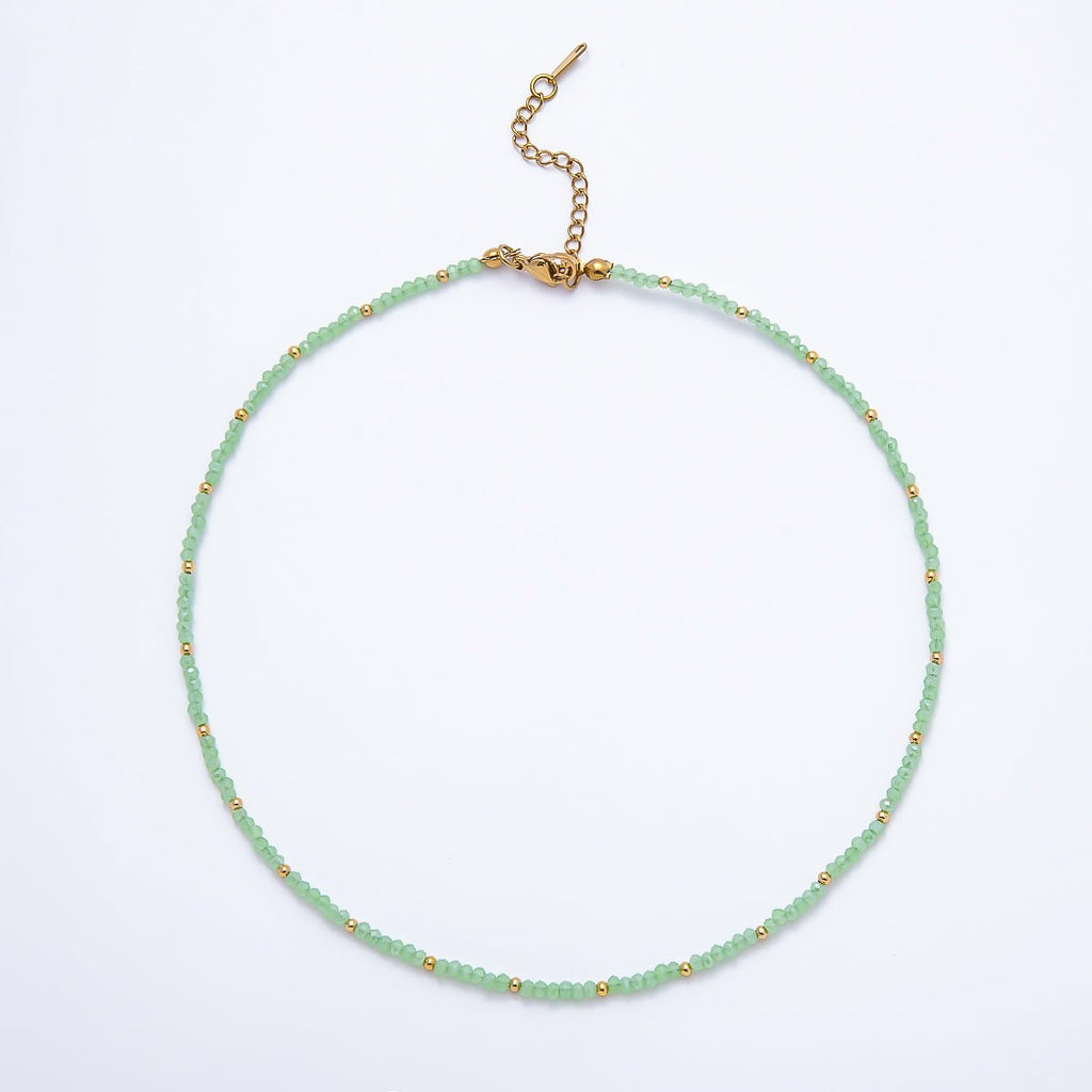 Faceted Crystal Necklace | Blue, Clear & Green Tones