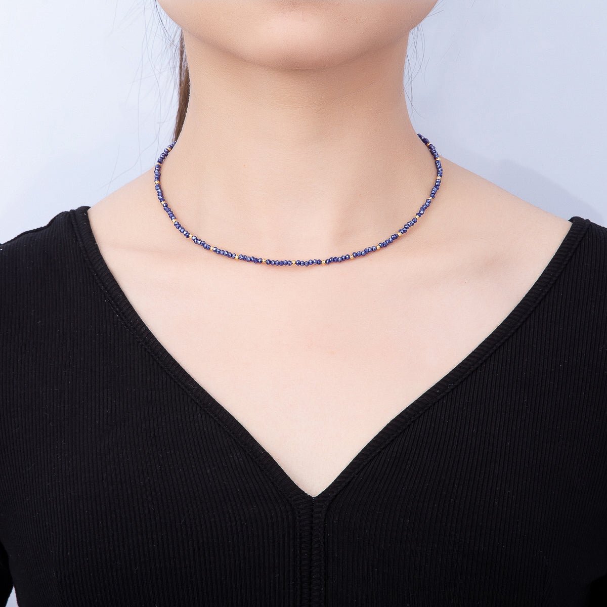 Faceted Crystal Necklace | Blue, Clear & Green Tones