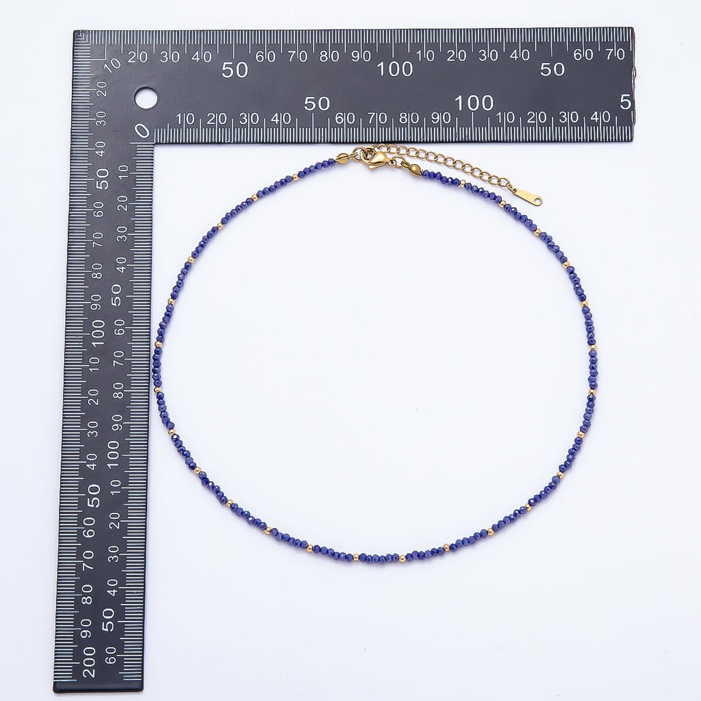 Faceted Crystal Necklace | Blue, Clear & Green Tones