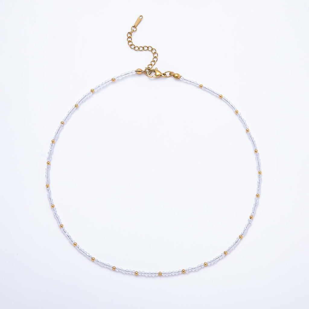 Faceted Crystal Necklace | Blue, Clear & Green Tones