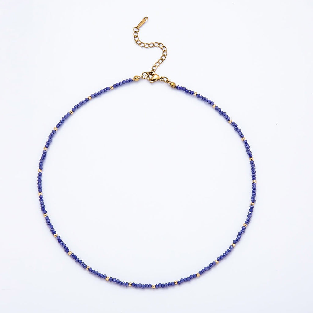Faceted Crystal Necklace | Blue, Clear & Green Tones