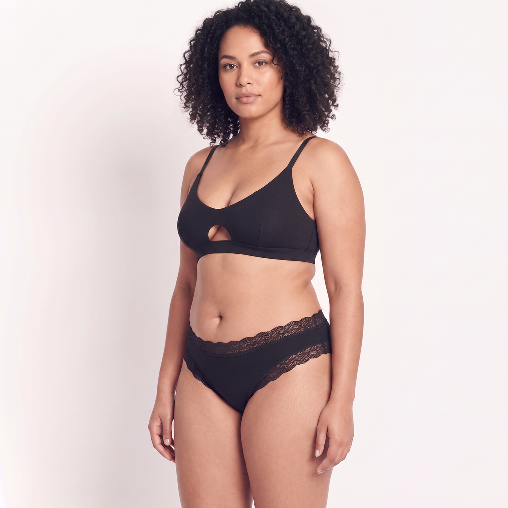 Organic Cotton Lace Mid-Rise Brief