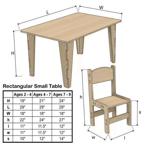 Ashlyn Small Rectangular Play Table | Solid Baltic Birch Kids Table