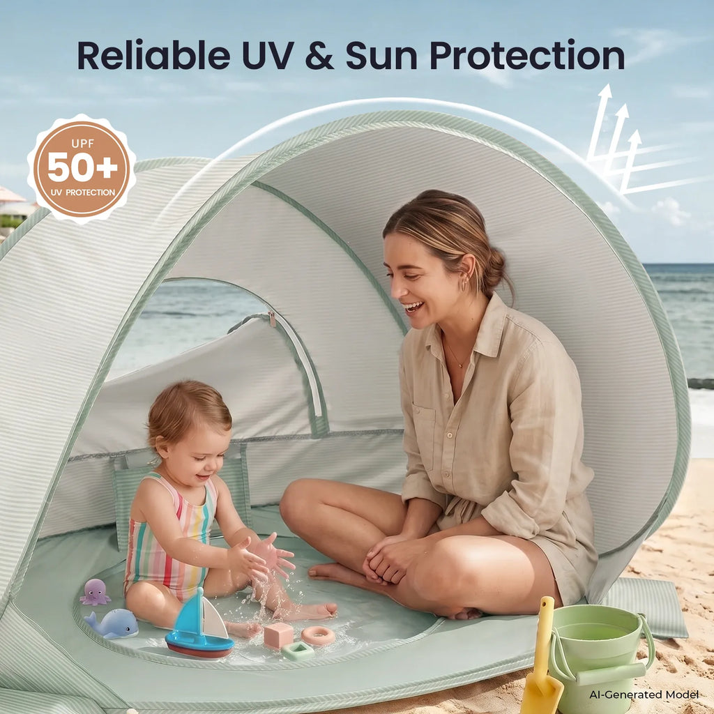 Tiny Land® Kids Beach Tent with Built-In Splash Pool