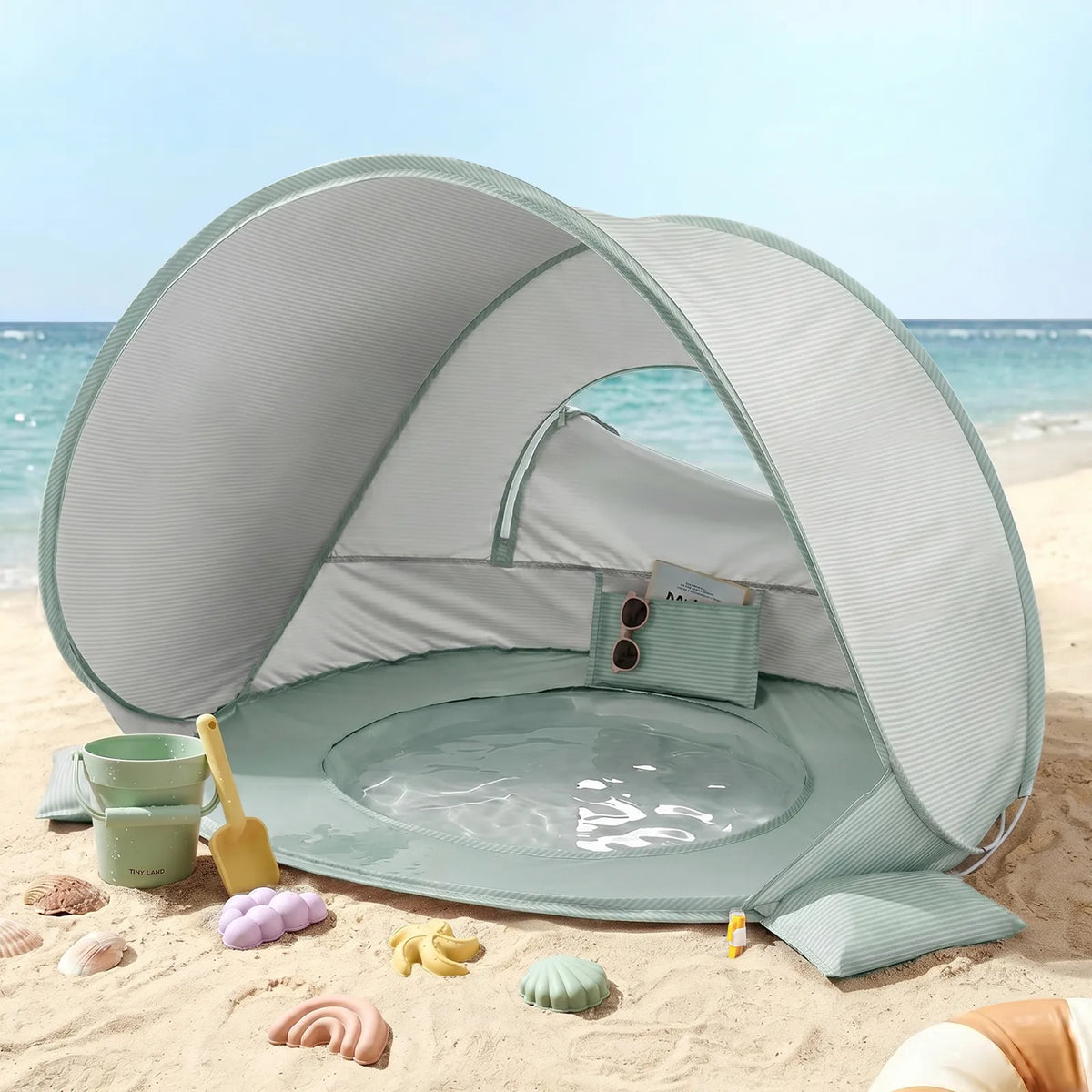 Tiny Land® Kids Beach Tent with Built-In Splash Pool
