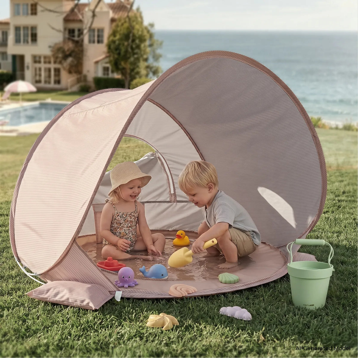 Tiny Land® Kids Beach Tent with Built-In Splash Pool