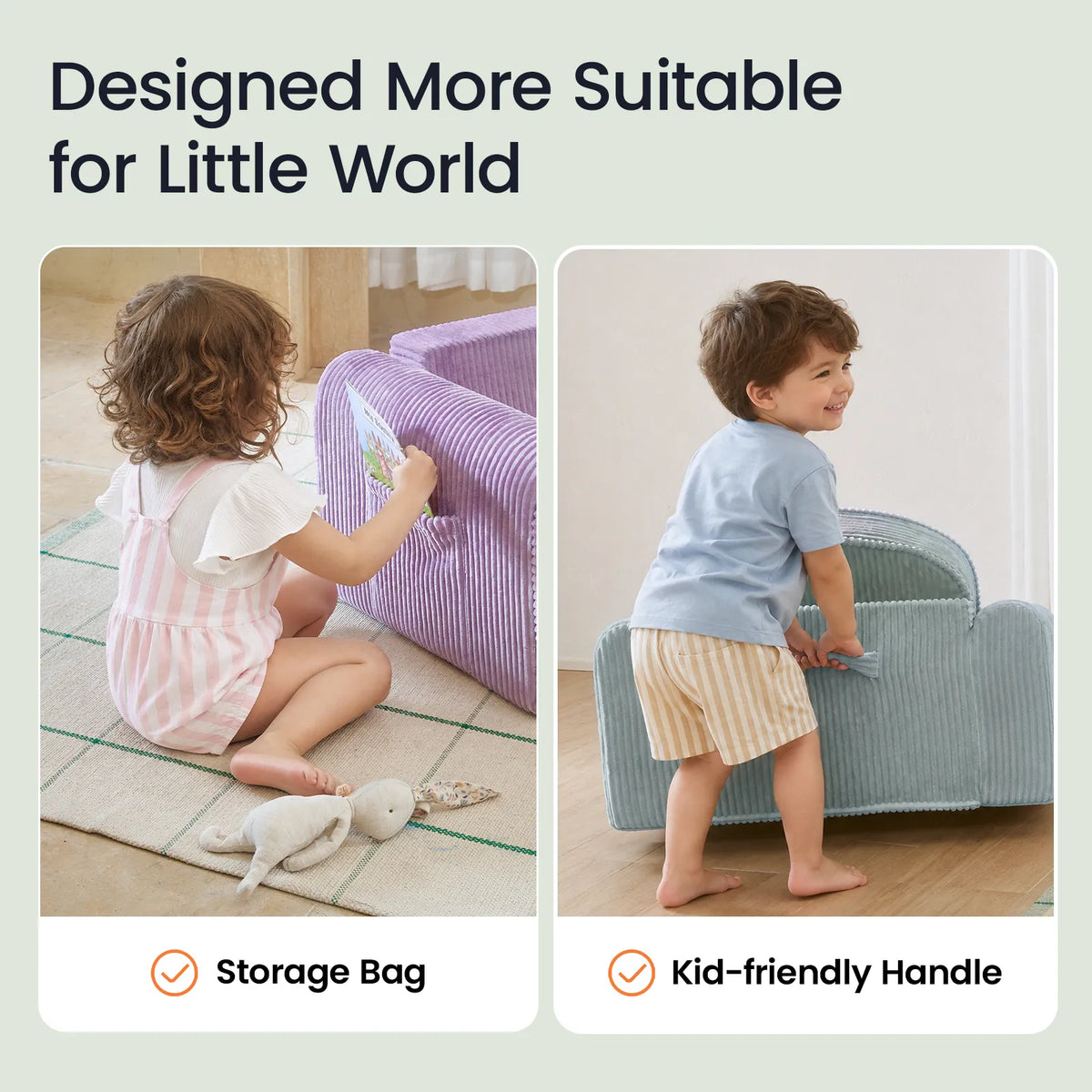 Tiny Land® GentleSnug Corduroy Kids Flip-Out Chair