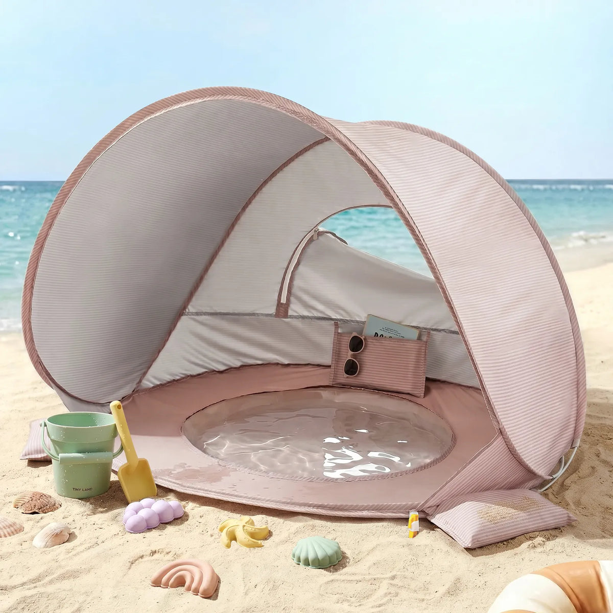 Tiny Land® Kids Beach Tent with Built-In Splash Pool