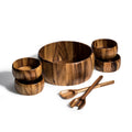 Acacia Wood Salad Bowl Set | 7-Piece with Servers & Individual Bowls