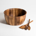 Soro Acacia Wood Salad Bowl with Servers | Extra Large