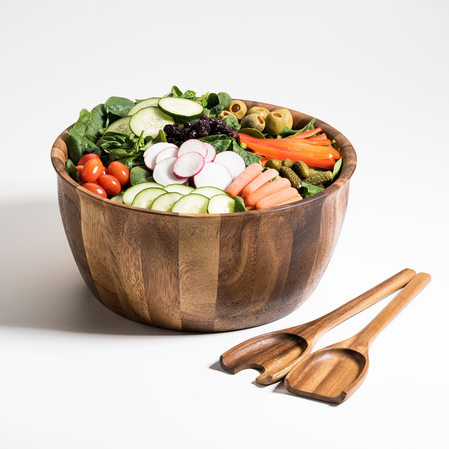 Soro Acacia Wood Salad Bowl with Servers | Extra Large