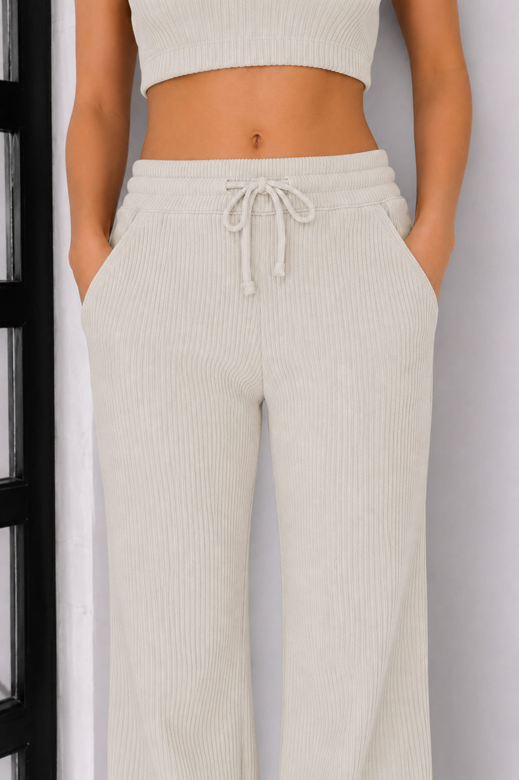 Jules Organic Cotton Waffle-Knit Drawstring Pants