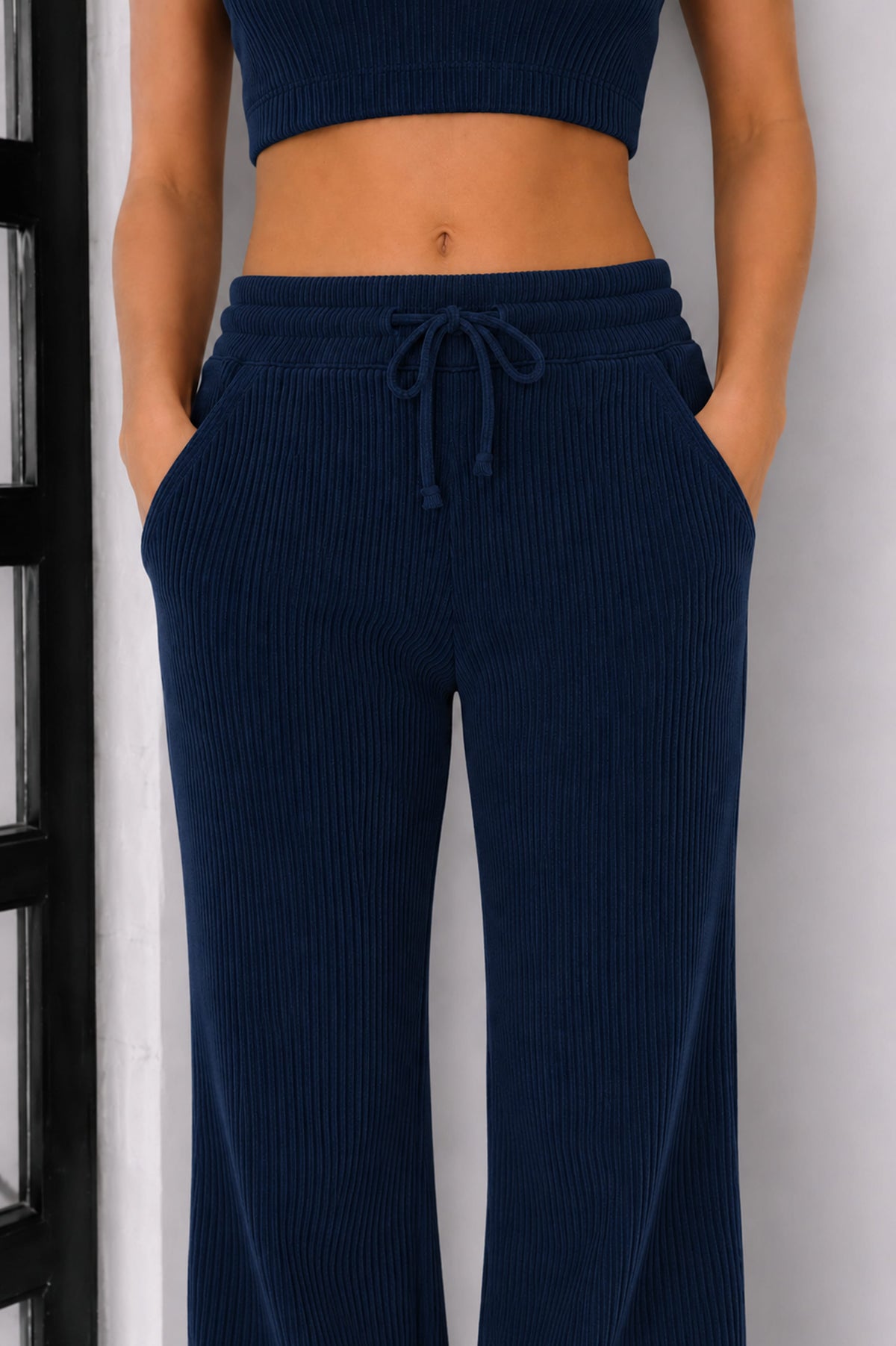 Jules Organic Cotton Waffle-Knit Drawstring Pants