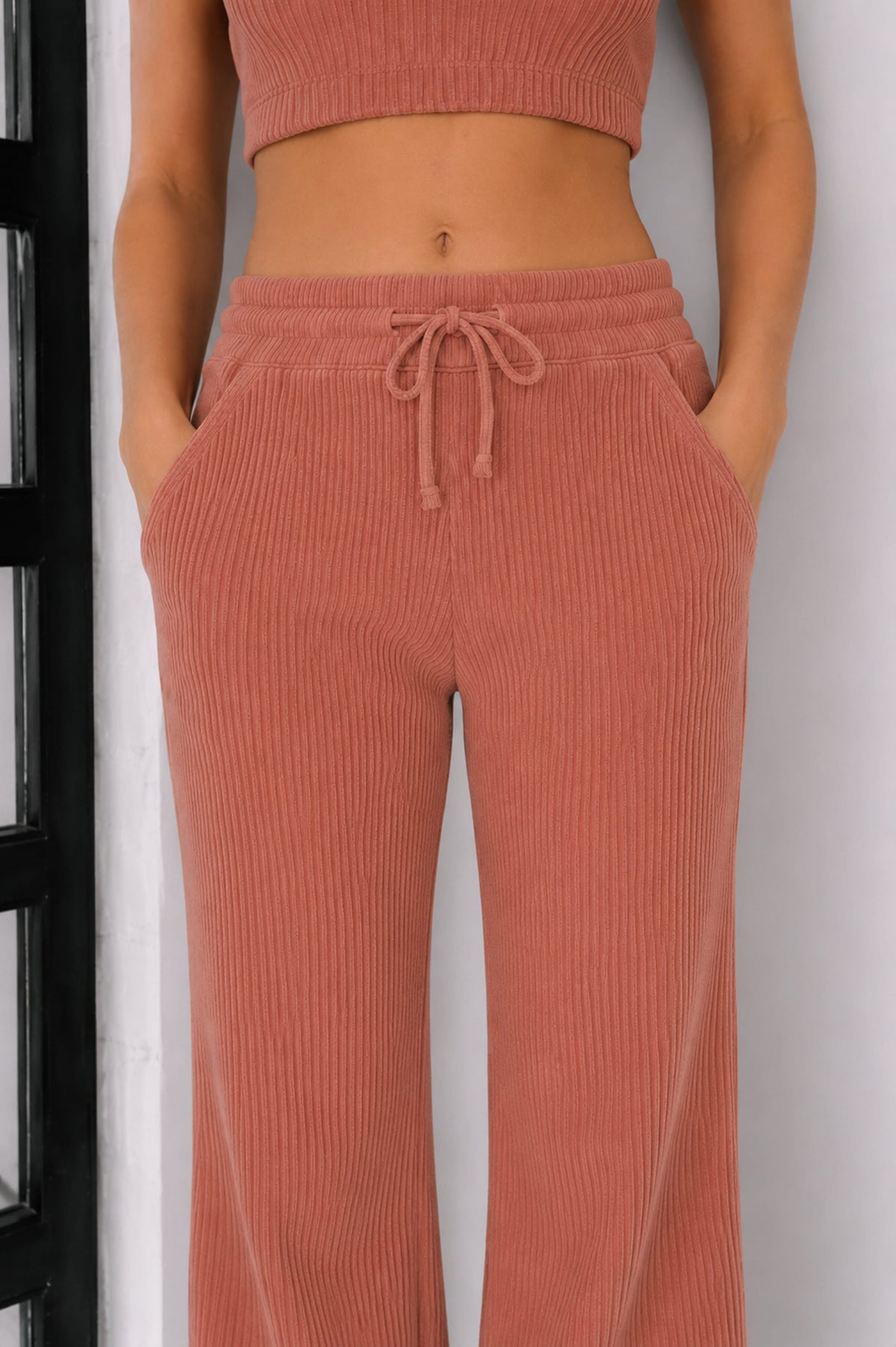 Jules Organic Cotton Waffle-Knit Drawstring Pants